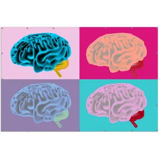 Wallario XXL Outdoor-Poster für Garten oder Balkon, Motiv Menschliches Gehirn im Pop Art Stil, in ca. 300 x 200 cm - Schwarz