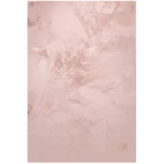 benuta nest Kunstfell-Teppich, Rosa, Textil, Beton Optik, Rechteckig, 80x150 cm, Gots, wasserabweisend, Teppiche & Böden, Teppiche