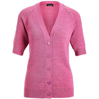 Strickjacke GOLDNER "Kurzgröße Damen Cardigan in Pink, Halbarm", Damen, Gr. 25, pink, Obermaterial: 57% Polyacryl PAN. 26% Polyester PES. 17% Baumwolle CO., gerade, V-Ausschnitt, Raglanärmel Rippe, Strickjacken Strickjacke, Tonale Knöpfe