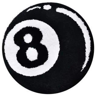 PLNVNVP Billard Teppich Kinderzimmer,Schwarzer 8 Ball Billard Teppich,Rund Billards Anti-Cashmere Teppichs, Kinderzimmer Stuhl Teppichs Badematte (60 x 60 cm)