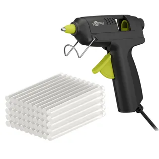 goobay Heißklebepistole 20W inkl. 50 Klebesticks - für 7mm Sticks, 1m Kabel, schnelle Aufheizzeit 3-4 min, Reparaturen oder DYI, vielseitig einsetzbar für Keramik, Holz, Metall, Leder - 77825