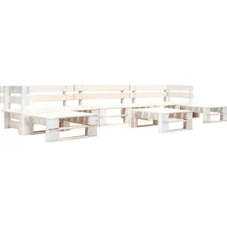6-tlg. Paletten-Lounge-Set Holz Weiß - Weiß