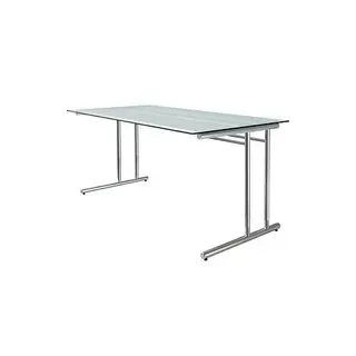 Kerkmann Schreibtisch Milchglas rechteckig, C-Fuß-Gestell chrom 160,0 x 80,0 cm