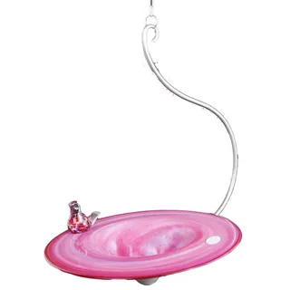 Bezaubernde Vogeltränke aus Glas in der Farbe Malve - Braun