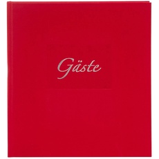 Bild Gästebuch Seda, 23 x 25 cm, Hochzeitsgästebuch mit 176 weiße Blankoseiten Schreibpapier, Einband Kunstdruck gerippt mit Silberprägung, Rot
