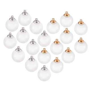 PandaHall Elite 30 Pcs 14mm Mini Leere Klarglas Globus Flasche Wunsch Ball Flaschen DIY Anhänger Charme mit 30 Pcs 8mm Kappe Kautionen für Schmuckherstellung