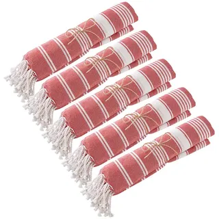 Butlers Hamamtuch (5er Set) Surfside , Rot , Textil , 90x170 cm , Heimtextilien, Badtextilien, Saunatücher