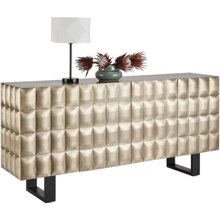 Ambia Home Sideboard , Silberfarben , Holz, Metall, Holzwerkstoff , Mangoholz , Metalloptik , 2 Fächer , 170x80x40 cm , Holzmöbel, Wohnwände Holz, Wohnwand Serien Holz