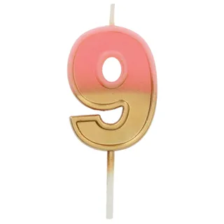 Folat Kerze Retro Ziffer/Zahl 9  pink