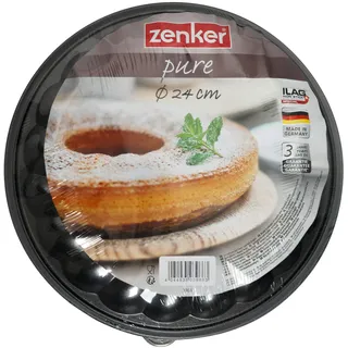 Zenker Springform mit Flach- und Rohrboden Ø 24 cm PURE, Backform mit 2 Böden, Kuchenformen-Set mit Antihaftbeschichtung, einfaches Entformen für saftige Kuchen (Farbe: schwarz), Menge: 1 Stück