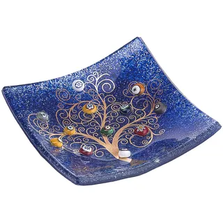 Sospiri Venezia Dekoteller - Ablageschale/Dekoschale aus Murano-Glas mit Lebensbaum und Murine, Handgefertigt, Geschenkidee für Zuhause und Eingangsbereich 9x9 cm