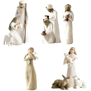 ALKNOT 10-teiliges Figuren Krippe Harz, Krippenset Born Scene, Weihnachtskrippe mit Figuren, Geburt Belen Weihnachten, Krippenszene Krippe Harz Heilige Familie, Dekoration