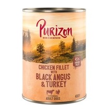 1x400g Black Angus & curcan Adult Purizon Hrană umedă fără cereale câini
