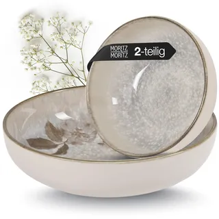 Moritz & Moritz BLOSSOM Servierschalen Groß - 2x Porzellan-Schale mit ⌀ 20cm & 29cm im floralem Design - Zum Anrichten von Speisen oder als Salatschüssel Keramik - Mikrowellen- & Spülmaschinengeeignet