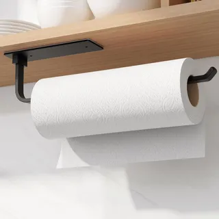 Schwarz KüChenrollenhalter Ohne Bohren Kuchenroller Halter,Selbstklebend Praktisch Rollenhalter Unter Schrank FüR KüChe Aufbewahrung & Organisation KüChenrollenhalter Wand