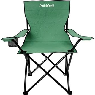 24MOVE® Faltbarer Campingstuhl Serra grün mit Getränkehalter und Tragetasche