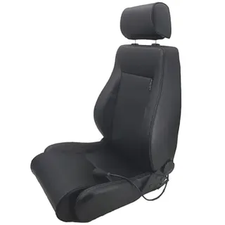 AUTO-STYLE Sportsitze 'Retro II' - Schwarz Kunstleder + Silbere Naten - Doppelseitig Verstellbare Rückenlehne - inkl. Laufschienen