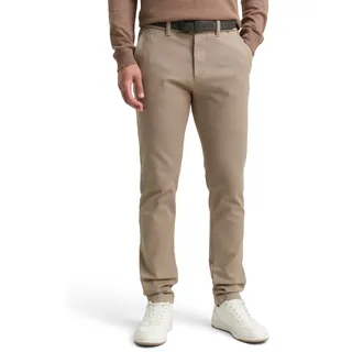 Chinohose TOM TAILOR, Herren, Gr. 31, Länge 34, braun (beige braun zig zag structure), Obermaterial: 97% Baumwolle, 3% Elasthan, slim fit lang, Hosen Chinohose, mit dezenter Struktur