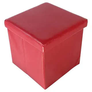 Echtwerk Sitzwürfel mit Stauraum Kunstleder 38 x 38 x 38 cm Rot