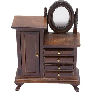 1:16 Puppenhaus-Miniatur-Schminktisch aus Holz, dekorativer Vintage-Puppenhaus-Waschtisch