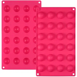 Webake Silikonform Halbkugel Backform Mini Halbkugelform Silikon 3 cm 2 Stück für Kuchendekoration Gelee Pudding Süßigkeiten Schokolade 24 Löcher Halbkreis