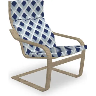 ABAKUHAUS Ikat Poäng Sessel Polster, Blau getönte Ikat Moderne, Sitzkissen mit Stuhlkissen mit Hakenschlaufe und Reißverschluss, Baby Blue Marine-Blau - Blau