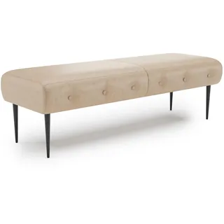 CAVADORE Sitzbank Amba, Trendige Polsterbank 2,5-sitzig für Küche, Esszimmer oder Wohnküche / Küchenbank passend zum 2,5-Sitzer Amba / 139 x 52 x 54 / Hochwertiges Mikrofaser: Beige