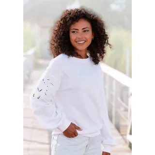 Vivance Sweatshirt, mit Lochstickerei, weicher Baumwoll-Mix, weiß