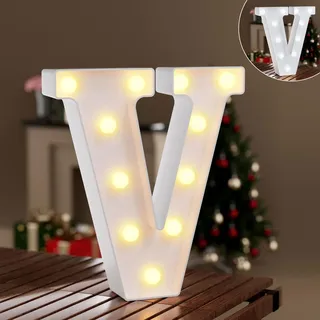 Ledido LED Buchstaben Lichter Alphabet, Led Leuchtbuchstabe mit Warmes & Kaltes Weiß, Alphabet Lichter Dekoration für Geburtstagsfeier, Hochzeit, Kinderzimmer, Buchstaben V