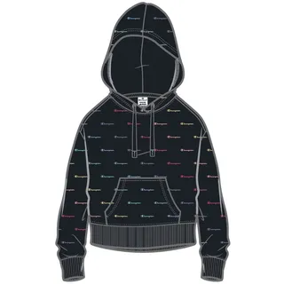 Champion Kapuzenpullover (Baumwolle Hoodie) Allover Logo-Print schwarz Damen