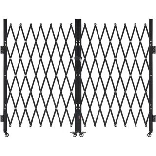 Vevor Sicherheitstor abschließbar, doppelt klappbares Scherentor mit 360°-Lenkrollen, einziehbare Stahltore Outdoor, für Eingangssicherheit Garage Lager, Falttor 3700 x 1605 mm (B x H) Schwarz