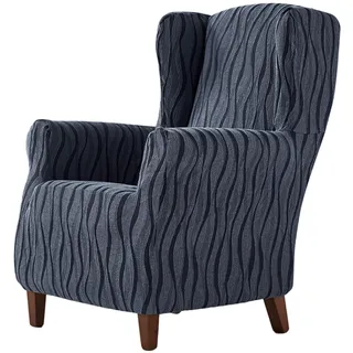 Zebra Andromeda - Elastische Husse für Ohrensessel Größe 1 Sitzer (Standard), Farbe Blau (Mehrere Farben verfügbar)