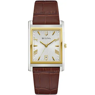 Bulova Quarzuhr »Sutton« Armbanduhr, Herrenuhr, Damenuhr, Lederarmband, analog, Tag, braun