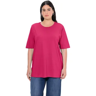 Ulla Popken Damen große Größen Übergrößen Plus Size T-Shirt, Rundhalsausschnitt, Relaxed, Halbarm magentapink 58+ 486910528-58+