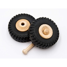 2 Stk JOWE® Holzrad mit Gummiprofil 64 mm | Holzrad aus Buche mit Gummireifen 64 mm x 20 mm