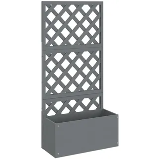 vidaXL Blumenkasten mit Rankgitter Blumentopf Blumenkübel Pflanzkasten Balkontopf Pflanzgefäß Gartenspalier Rankhilfe Grau 65x33x135cm WPC