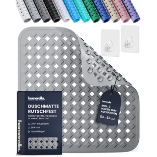 homerella Duschmatte rutschfest 53x53cm Antirutschmatte Dusche inkl 2 Haken