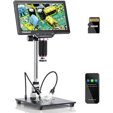 TOMLOV DM201 Pro 7'' HDMI digitales Mikroskop, 10" Verlängerungsständer, 16MP LCD Mikroskop mit Bildschirm für Erwachsene|Löten, TV/Windows/Mac Kompatibel (32GB Karte)