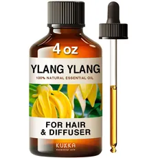 Kukka ätherisches Ylang-Ylang-Öl für Diffusor – 100% natürliches ätherisches Ylang-Ylang-Öl für die Haut – Ylang-Ylang-Öl für Haare und Aromatherapie (118 ml)