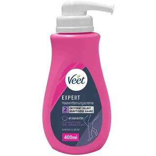 Veet Expert Haarentfernungscreme für Körper & Beine - Enthaarungscreme für alle Hauttypen, inkl. sensibler Haut - 400 ml Pumpspender