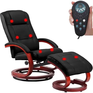 Massage-Fernsehsessel Pescatori II, Relaxsessel Massagesessel, Massagefunktion schwarz - Schwarz