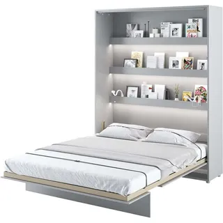 Furniture24 Schrankbett Bed Concept, Wandklappbett mit Lattenrost, V-Bett, Wandbett Bettschrank Schrank mit integriertem Klappbett Funktionsbett BC-12, 160 x 200 cm, Grau/Grau, Vertical - Grau