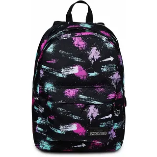 Seven Schulranzen ISCHOOLPACK Geräumige Schultasche für Teenager, Mädchen und Jungen, mit Laptopfach & USB Anschluss, italienisches Design, schwarz, inkl. Powerbank