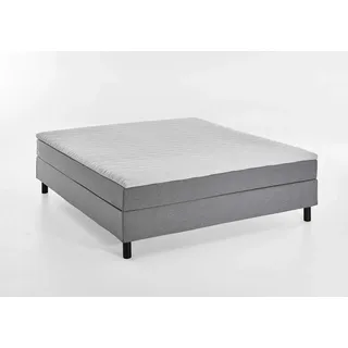 Atlantic Home Collection Happy Boxbett ohne Kopfteil, 7-Zonen Taschenfederkern- Matratzen: Härtegrad H3, Stoff, grau, 180/200 cm, Liegehöhe ca. 58 cm