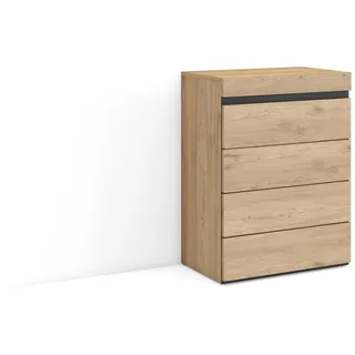 Skraut Home | Kommode mit Schubladen | Aufbewahrungsschrank | 57x75x35 cm | Für Schlafzimmer, Zimmer | Sideboard, Schrank | Moderner Stil | Eiche