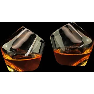 Winkee 2 tlg. Set rollende drehende Whiskey Whisky Gläser Gin Likör Party 180 ml - Transparent