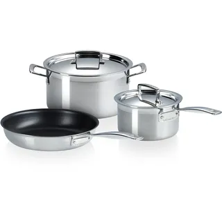 Le Creuset 3-teiliges Kochgeschirrset aus 3-ply Edelstahl, 53810000010001