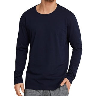 Schiesser Herren Schlafshirt Langarm Rundhals - Mix + Relax Schlafanzugoberteil, Dunkelblau_163835, M-L EU