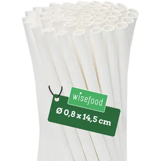 Wisefood® Strohhalme Papier [15 cm Ø 8] Party Deko [Weiß] alternative Strohhalme Plastik-frei für Geburtstag Hochzeit DIY [100 Stk.] für Cocktail Getränke Cola Energy Drink Wasser Limo BIO