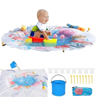 Nzkeuf Strandpool für Kleinkinder, 140cm 4.6 FT Baby Pool für Strand, Toddler Beach Pool, Mit Tragebeutel Faltbares Tragbare Strandpool Kinder Für Reise Urlaub Picknick Garten Strandmuschel